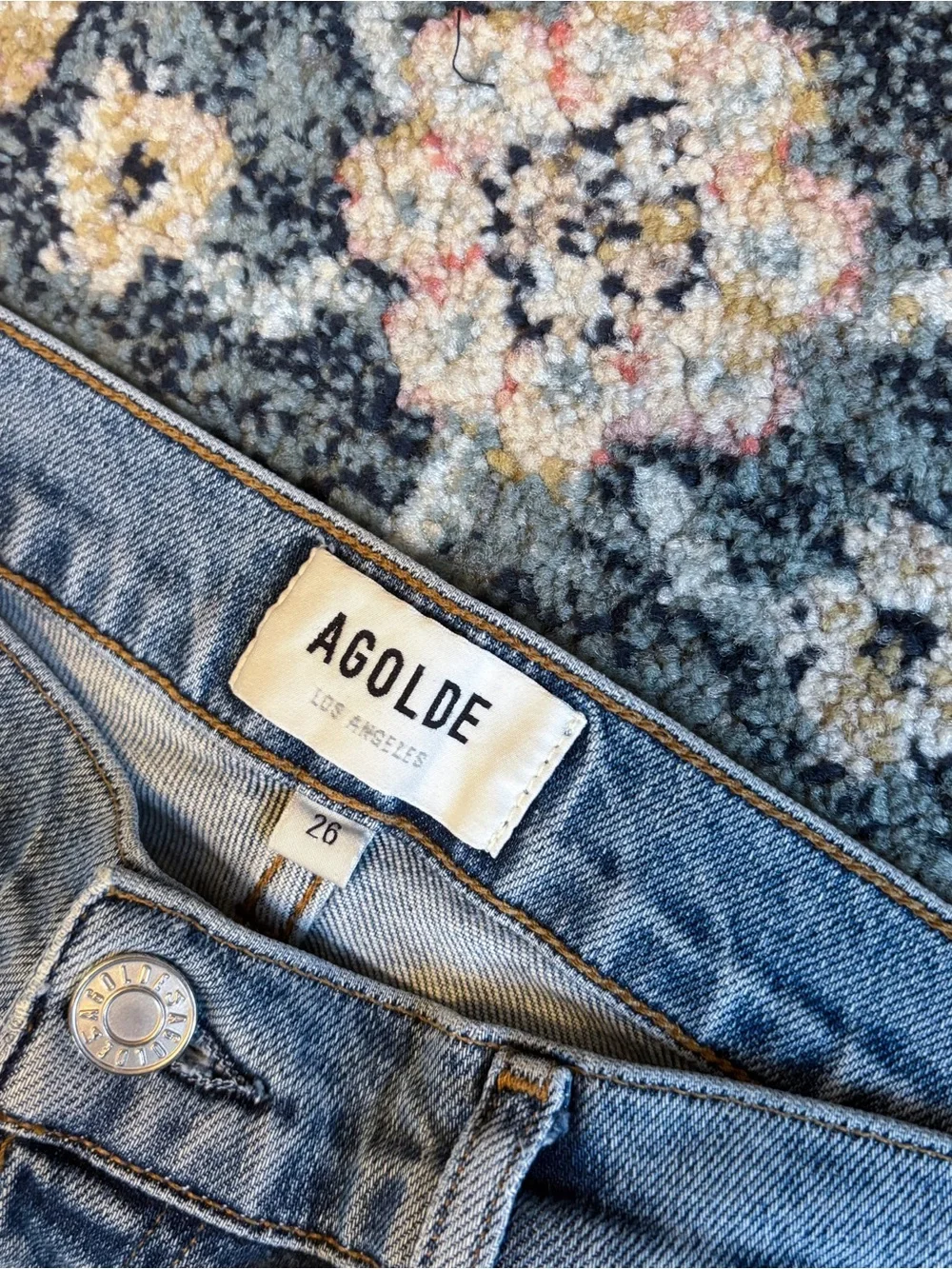 AGOLDE Nico High Rise Slim Fit Distressed Jeans in Rooted Light Wash Sz 26